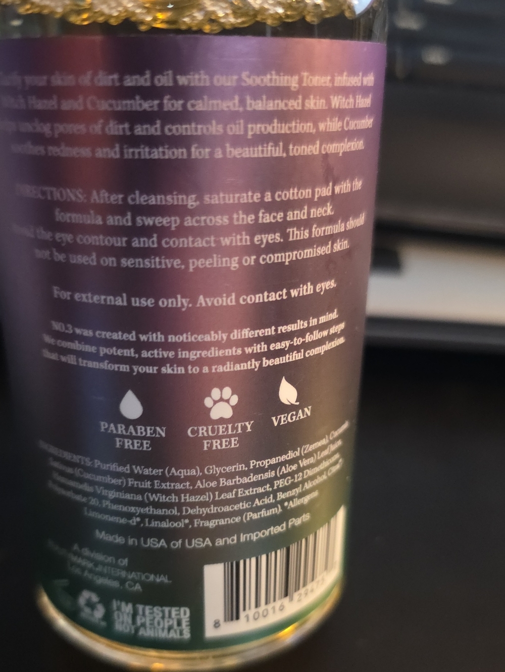 Soothing Face Toner with Witch Hazel & Cucumber - Picture 3 of 4